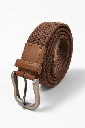 Elastic Woven Mesh Belt – Brown