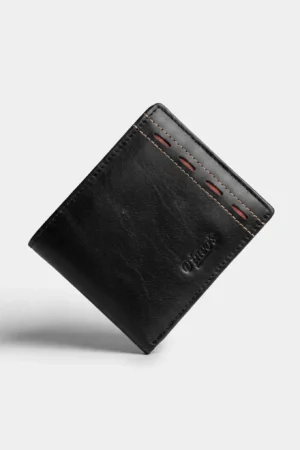 Genuine Leather Bifold Wallet – Black