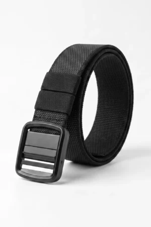 Reversible Woven Nylon Webbing Belt – Black
