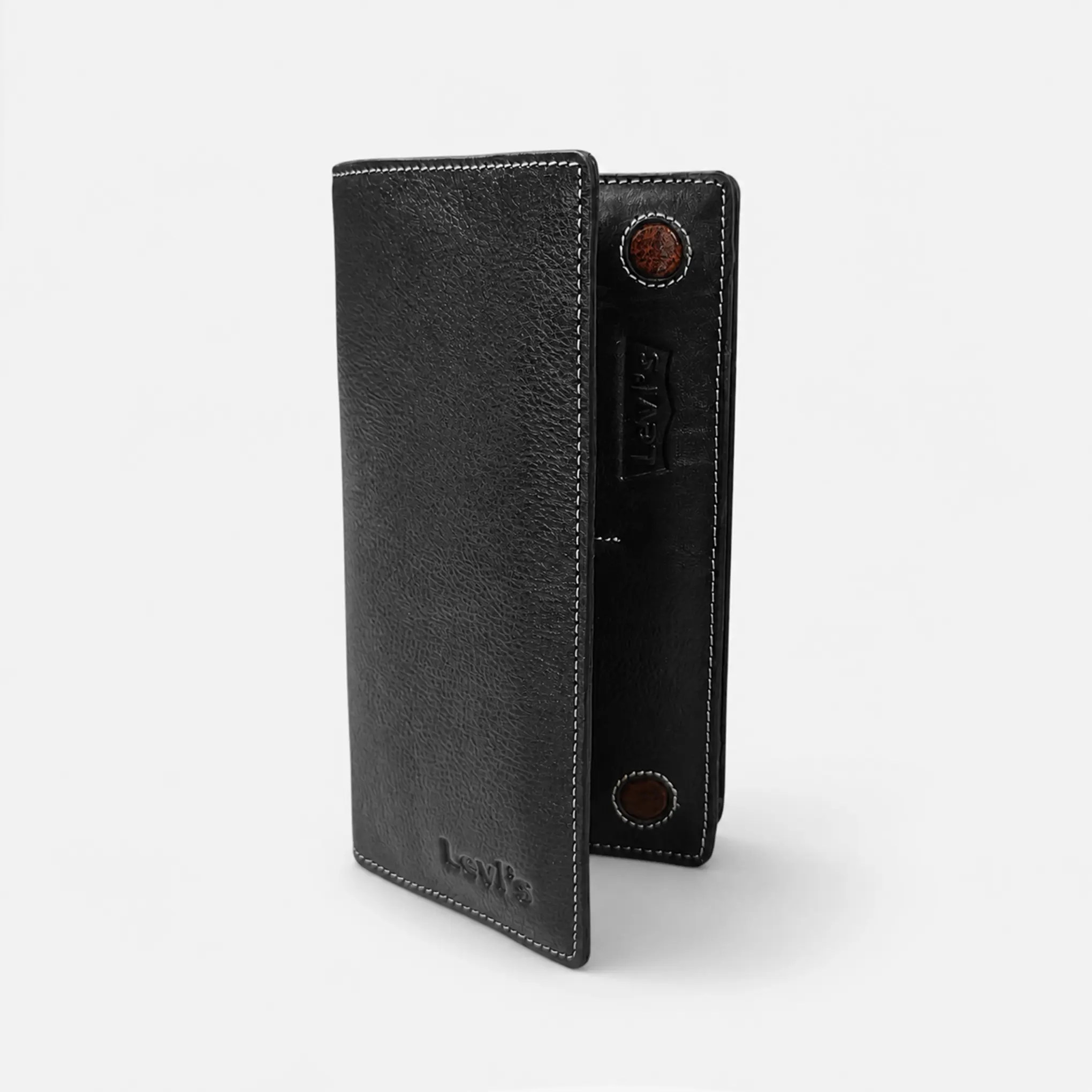 Pebble-Grain Leather Long Wallet — Black - Image 3