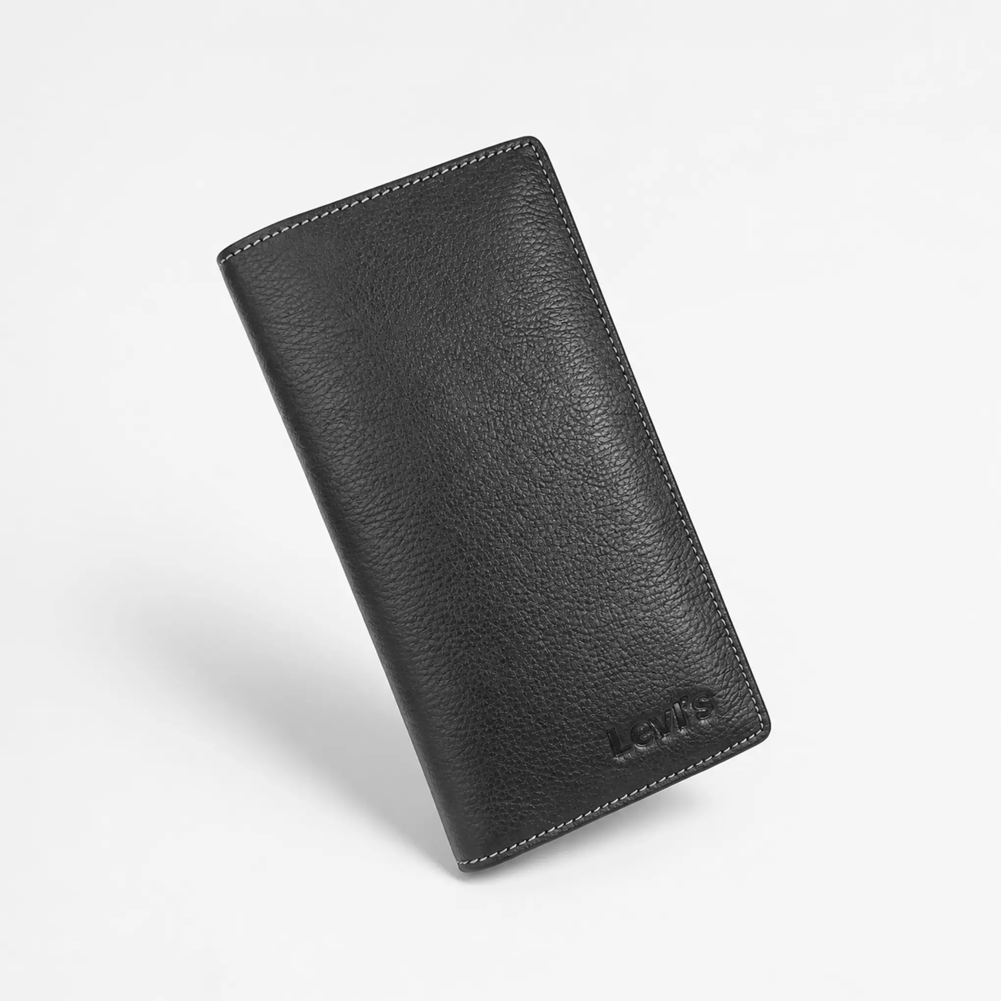 Pebble-Grain Leather Long Wallet — Black - Image 2